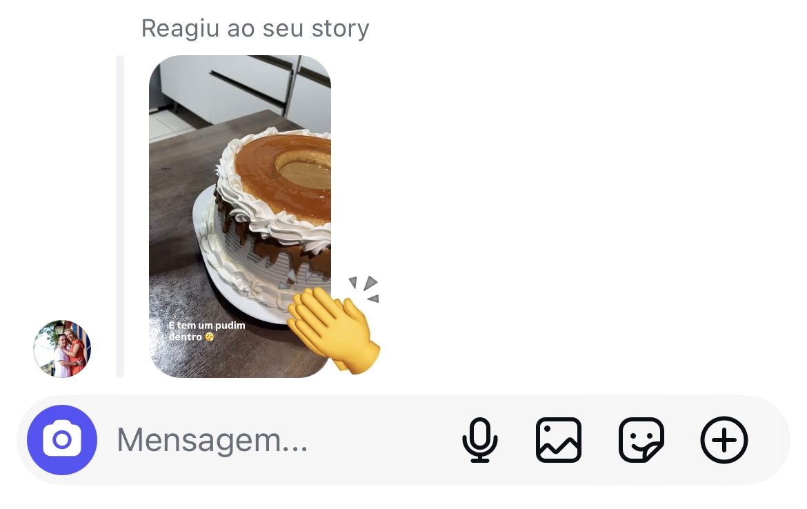 Mensagem: Reagiu ao seu story